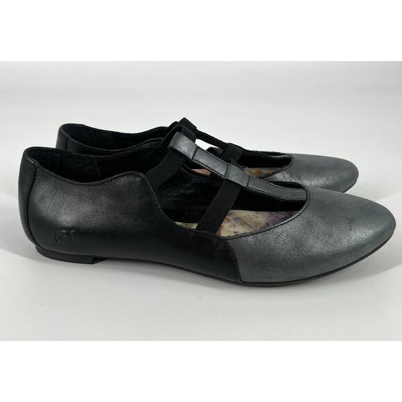 BORN Pewter Black Colorblock Selmha Ballet Mary Jane Flats Shoes - Picture 5 of 10